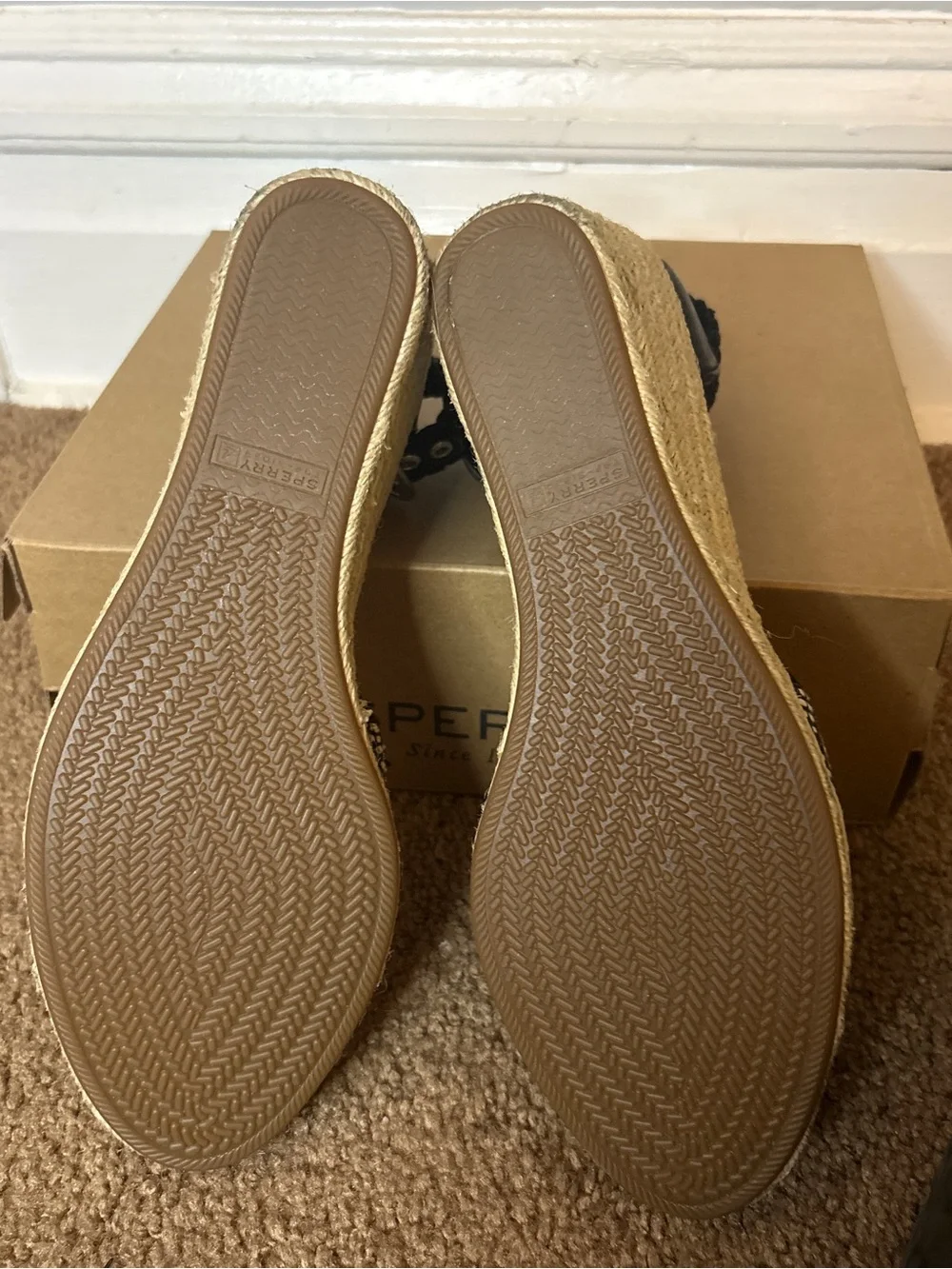 SPERRY TOP SIDERS VALENCIA ESPADRILLE SANDEL BLACK & WHITE Sz 9.5